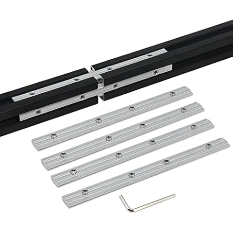 Yeebyee Straight Line Connector 7.1"Joint Bracket with M6 Screw for 0.31" Slot 3030 Series Aluminum Extrusion Profile, 4pcs/Pack (Silver-Straight Bracket-30Series) Cover