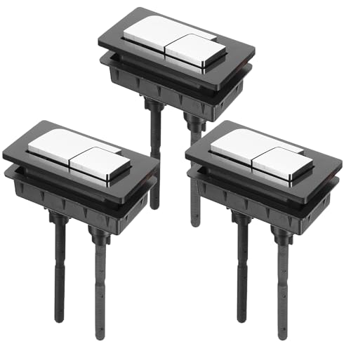 Ipetboom Botón Pulsador para Cisterna de Inodoro de Doble Descarga Negro Rectangular, Repuesto 3 Piezas para Tanque de Agua, Accesorio Funcional para Baño Residencial y Comercial