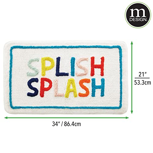 Mdesign Soft Cotton Rectangular Spa Mat Bathroom Rug, Plush Water Absorbent, Splish Splash Design- For Bathroom Vanity, Bathtub/Shower - Machine Washable - Bright Multi Color #TOP2
