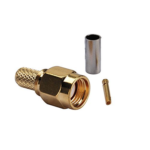 5pcs Rf Wire Coaxial Cable Terminal Copper Alloy Connector Rp-SMA Male Straight Crimp for Rg58 Lmr195 Rg400 Ships from USA