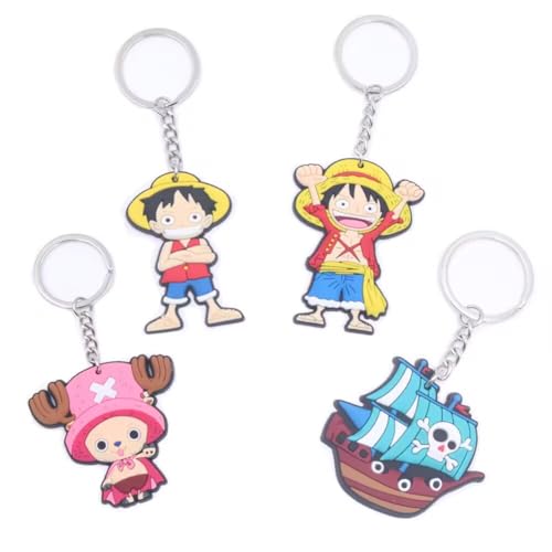 Finex 4 Pcs Set Manga Priates Keychain for Backback Daypack Automotive Car Key Tote Bag - Japanese Style Anime