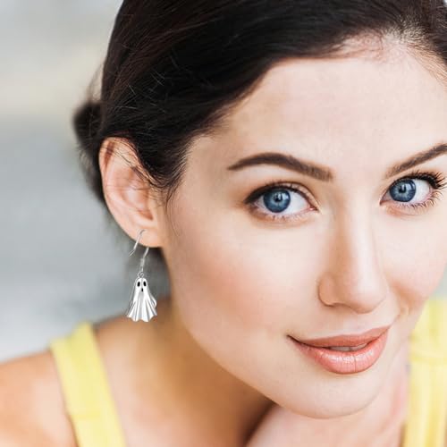 Pumpkin Ghost Earrings 925 Sterling Silver Halloween Party Magic Hat Pumpkin Dangle Earrings Ghost Horror Halloween Earrings Gift for Women2