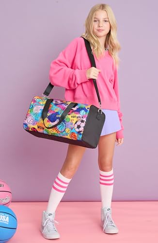 iscream + Corey Paige Designs 117.25" x 10" Duffle Bag with Quitled Nylon Exterior, Double Handles and Removable Adjustable Shoulder Strap for Travel and Sport - Sporty Girl4