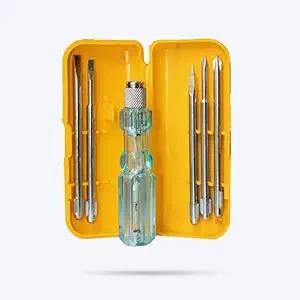 Agam Multipurpose Screwdriver Kit with 5 Blades and Neon Bulb Tester Transparent Handle for Home