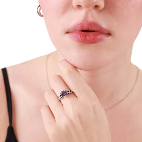 Silvershake 7MM Heart Shape 925 Sterling Silver Celtic Heart Knot Filigree Solitaire Promise Ring Jewelry for Women2