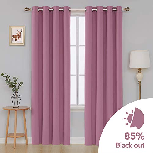 Image of Deconovo Blackout Curtain Darkening Panel for Bedroom or Living Room Grommet Thermal Insulated Lighting Reduce Drape, 52 x 95 in-1, Pink