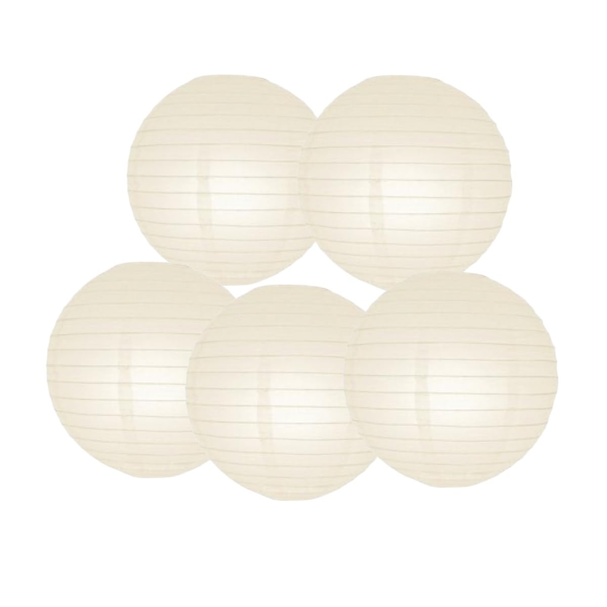 SrchJoy Paper Lanterns Pack of 5 Chinese Wedding Paper Lantern lampshade Lights Round Hanging Lantern for Birthday Party Decorations (Ivory, 5 Pcs - 4" (10cm))