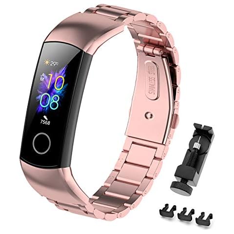 MIJOBS Metal Strap Compatibale With HONOR Band 5 Strap, HONOR 4 Band Strap Metal Wristband Adjustable Stainless Steel Buckle Replacement Straps for Honor Band 5 Honor Band 4 Strap Cover