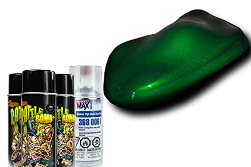 Lil Daddy Roth Rattle Bomb Kit - Green Kit - Aerosol Metal Flake, Basecoat, Kandy, Clearcoat