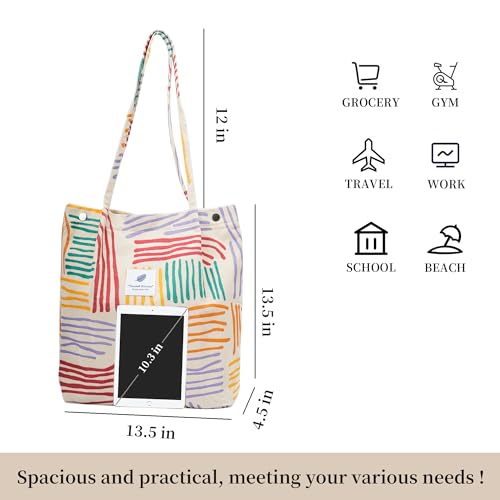 Image of TOPASION Cute Corduroy Tote Bag Canvas Shoulder Handbags for Women Travel Shopping