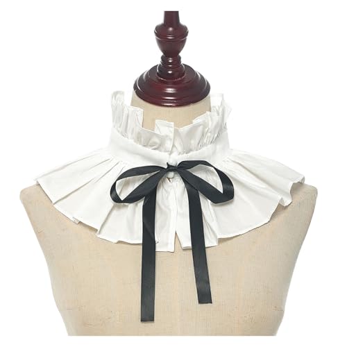 Victorian Ruff Collar for Women Detachable Pleated Ruffle Necklace - Renaissance Faux Shawl Collar Costume Accessory2