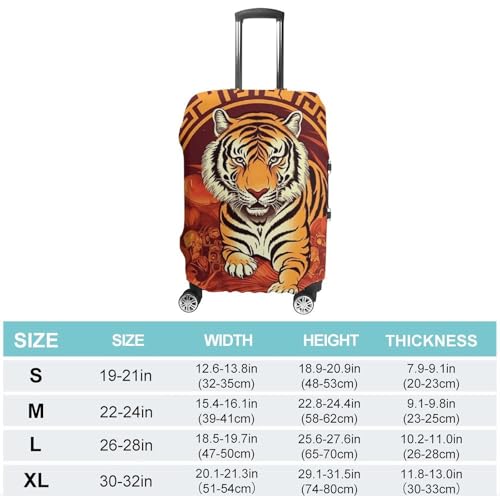 Prosperity in The Year of The Tiger Luggage Cover, Elastic Luggage Protector Fits 19-32in Suitcases, Washable & Anti-Scratch Suitcase Cover for Men Women XL2