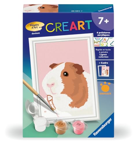 Ravensburger - CreArt Kids 8x12 cm - Numéro d'art - Cochon d'Inde - Kit de Peinture par numéros - Dès 7 Ans - 25591