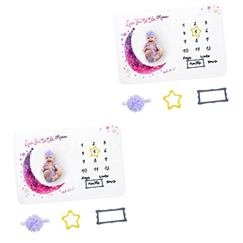 Kisangel 2 Piezas Flor Fotografía Fondo Diadema Niñas Gráfico Y Niños Niña Cama Manta Hito Pañales Fotos Foto Mensual Guardería Mantas Regalo Bebé Ducha Marcos