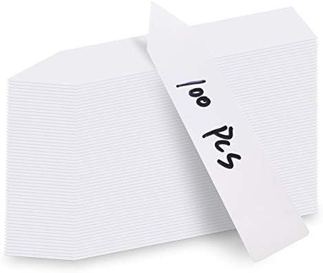 100 Pcs Garden Plant Markers Labels, 4 Inches Plastic Waterproof Nursery Plant Tags for Outdoor Flower Vegetables Seedlings Potted Herb Sign, White