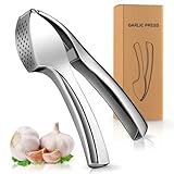 Phantasy® Knoblauchpresse, Silber Knoblauchschneider Garlic Press, Zinklegierung Knoblauch Crusher Praktischer Küchenhelfer Spülmaschinenfest Robust, Handlich Leicht zu Reinigen
