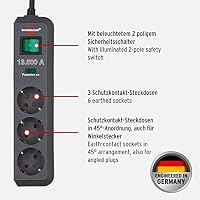 Brennenstuhl Eco-Line Steckdosenleiste 3-Fach mit Überspannungsschutz (Mehrfachsteckdose mit erhöhtem Berührungsschutz, Schalter und 1,5m Kabel) anthrazit (Packung mit 2) – Ansicht 2