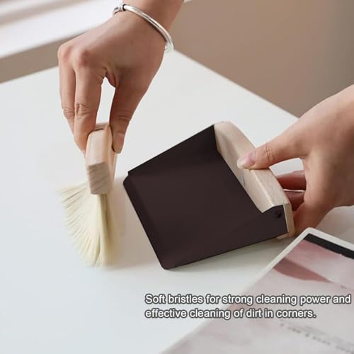 JIAAXYC Tischbesen Besen und Kehrschaufel Mini Set, Mini Besen Tischfeger, Kehrblech und Handfeger, Mini Kehrblech und Handfeger Besen für Zuhause Büro Schul, Holz und Kunststoff, Schwarz – Bild 7
