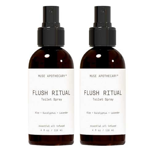 Muse Apothecary Flush Ritual - Aromatic &amp; Refreshing Toilet Spray, Use Before You Go, 4 oz, Infused with Natural Essential Oils - Aloe + Eucalyptus + Lavender, 2 Pack