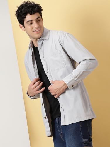 Image of Thomas Scott Men's | Solid | Full Sleeve | Oversized Fit | Cotton Blend | Spread Collar | Casual Shirt