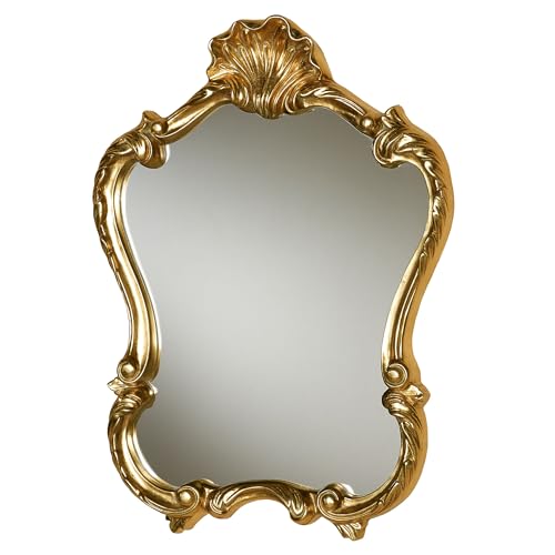 Touch of Class Adeen Wall Mirror Gold – Arched Shape – Victorian Aesthetic – Royalty Style – Decorative Antique Luxury Mirrors for Bedroom, Bathroom, Living Room, Hallway, Foyer – 26 Inches High