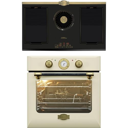 KAISER EH 6432 ElfBE+KCT 9365 IEm - Juego de horno eléctrico (68 L, pincho giratorio, 10 funciones, con placa de inducción retro con extractor integrado de 1250 m³/h)