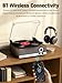 7-in-1 Record Player Bluetooth Turntable with Built-in Stereo Speakers, Support Bluetooth in & Out and AM/FM Radio, Belt Drive 3-Speed Turntable with Pitch Control & RCA Line Out & Auto Stop