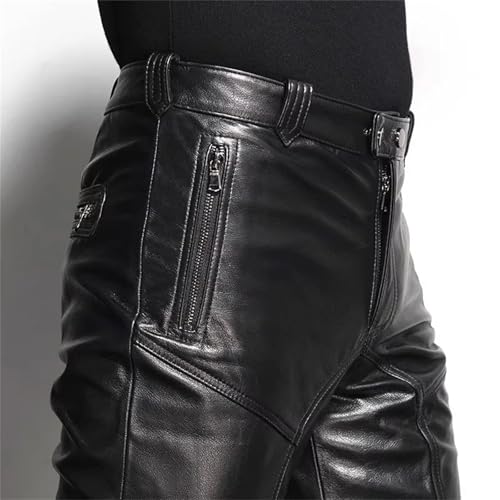 Men's Pu Leather Pants Slim Fit Biker Trousers Black High Waist Motorcycle Streetwear Fashion Designer Style Pants4