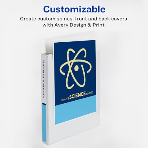 Image of Avery Heavy-Duty View 3 Ring Binder with 1 Inch Rings, 5 Tab Easy Print & Apply Clear Label Binder Dividers, Office Supplies Set (01687)