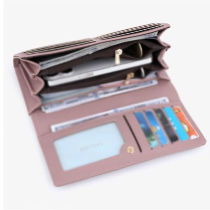 PU Card Bag Wallet Hand Held Bag for Women(Apricot)3