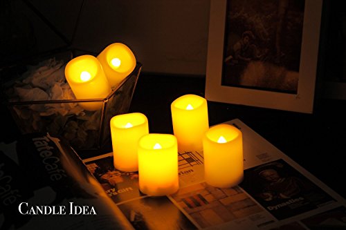 Image of Flameless Flickering LED Votive Tealight Candles Battery Operated with Timer / 6 Hours On and 18 Hours Off Per Cycle, LED Tea Light Candles for Outdoor Halloween Pumpkin Light Christmas Decorations