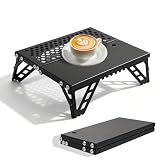 PORFOYO Mesa plegable, pequeña camping, mesa de comedor, plegable, mini mesa de bolsillo, aluminio ultraligero para exteriores, camping, balcón, portátil, 26,3 x 20 x 6,7 cm