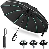 【超大サイズ・強化型10本骨・逆折り式】 折りたたみ傘 10本骨 ワンタッチ 自動開閉 折り畳み傘 メンズ傘 大きいサイズ 晴雨兼用 超撥水 【高密度310T生地】 耐風 反射テープ テフロン加工 遮光遮熱 UVカット 丈夫 豪雨/梅雨/台風対応 軽量 男女兼用 ブラック