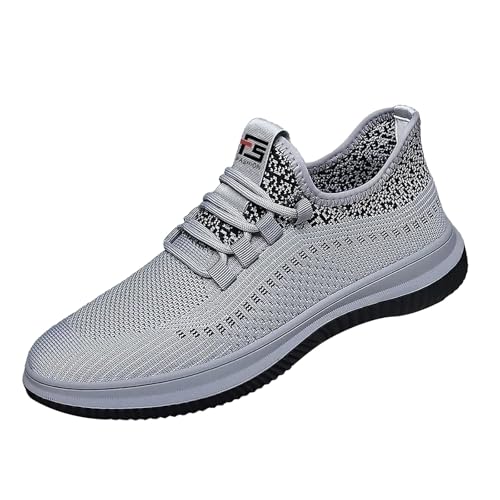 Zapatillas de deporte para hombre, ligeras, transpirables, de malla, para el gimnasio, correr, tenis, para el tiempo libre, con cordones, gris, 43 EU