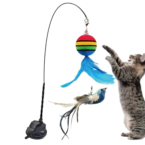 Duroecsain Juego interactivo para gatos – Juguetes para gatitos con diversión asegurada – Manual con ventosa contra el aburrimiento para ejercicio físico y estimulación mental