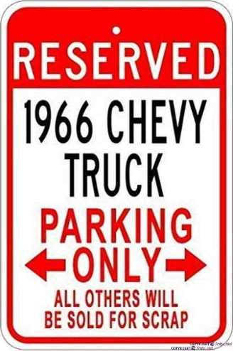 New Warning Signs Metal Tin Sign -1966 66 Chevy Truck Parking Outdoor Industrial Aluminum Sign 12x8 Inches Warning Signs Prompt Signs