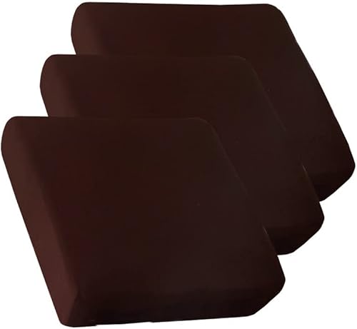 HOOBUY Funda de cojín impermeable de 3 piezas, elástica para sofá, protector de muebles con elástico, adecuado para sofás de 3 plazas (3, café)