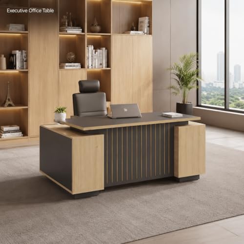 Image of RA412 6 ft Executive Desk, Engineered Wood, R5 Grey