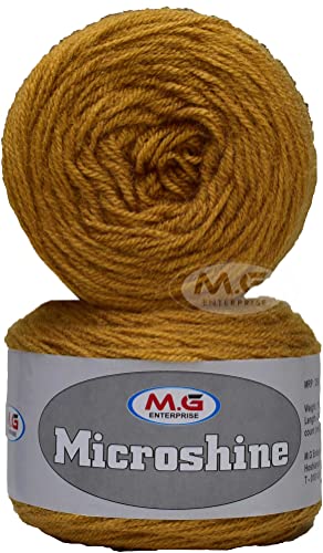 Image of M.G Microshine Mustard (400 gm) Wool Hank Hand Knitting Wool /Art Craft Soft Fingering Crochet Hook Yarn, Needle Knitting Yarn Thread dye L X HB