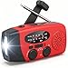 Kurbelradio, 2000mAh Notfallradio Solar Radio Power Bank, AM/FM Radio mit USB Handy Lader und Taschenlampe, SOS Alarm für Wohnmobil, Camping, Stromausfall und Notfallausrüstung