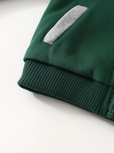 Image of Kids Zip-Up Hooded for Boys Sherpa Lined Jacket Winter Outdoor Sweatshirt Warm Coat 3-14 Years