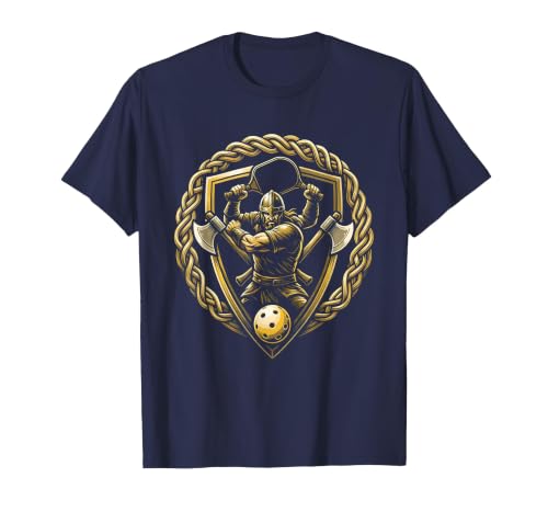 Viking Warrior Pickleball Paddle Graphic T-Shirt, Men, Navy Blue, Medium
