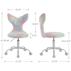 Guyou Fuzzy Cute Kids' Desk Chair Mermaid Back Chair Colorful Adjustable Study Chair Swivel Rolling Chair for Teen Girls Boys/Bedroom/Children Gift(Light Colorful) Guyou Fuzzy Cute Kids Desk Chair Mermaid Back Chair Colorful Adjustable Study Chair Swivel Rolling Chair for Teen Girls BoysBedroomChildren GiftLight Colorful