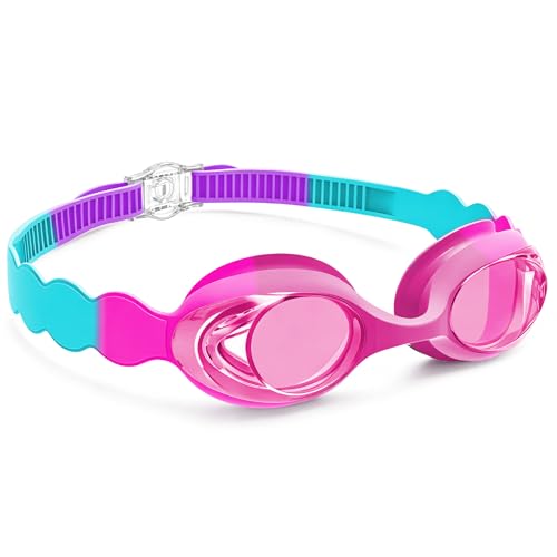 Vvinca Kids Swim Goggles for Boys Girls Age 3-12, Wave-Shaped Quick Adjust Strap, Waterproof Anti-Fog UV Protection Swimming Goggles, No Leaking Kids Goggles for Toddler Youth Pool Water Swimming by Vvinca - Used condition - US$6.23