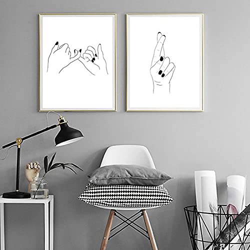 Affiche noir et blanc promesse rose et symbole de chance déco