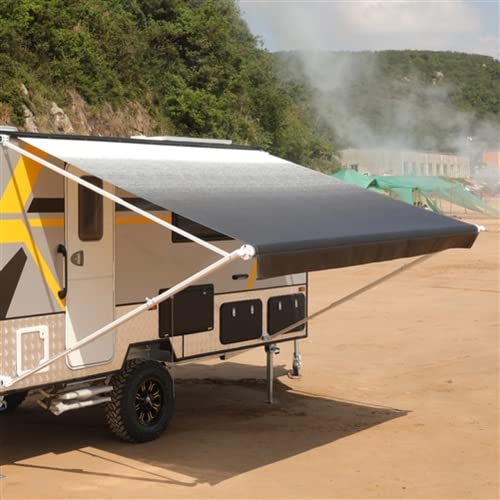 Aleko Manual Retractable Rv Awning|20' W X 8' L Handle Crank Camper Awning| Vinyl Water Resistant Canopy, Uv Protection Sun Shade For Trailer, Motorhome, Travel Trailer| Black Fade #TOP2