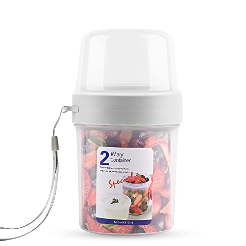 SunHome crunch cup portable cereal cup Double layer hiking cereal bowl separate milk snack cup camping and RV storage and organization cereal to go cup