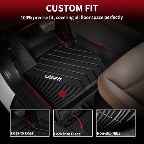 Image of LASFIT Floor Mats for BMW X3 2011-2017 /X4 2015-2018 | For xDrive28i, xDrive28d, xDrive35i, M40i, All Weather TPE Custom Fit Floor Liners, 1st & 2nd Row Car Mats Accessories, Black