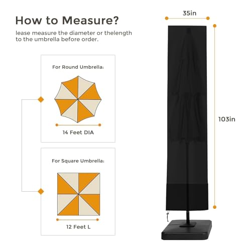 boyspringg Capa para Guarda-Sol para Pátio-Capa para Guarda-Sol para Áreas Externas À Prova D'Água