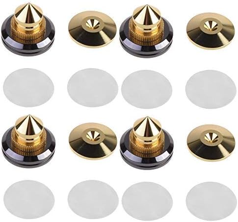 BCP 24K Set of 4 Golden Spikes and Mats Cone Base Feet for Speaker Subwoofer Amplifier & Audio playable Device